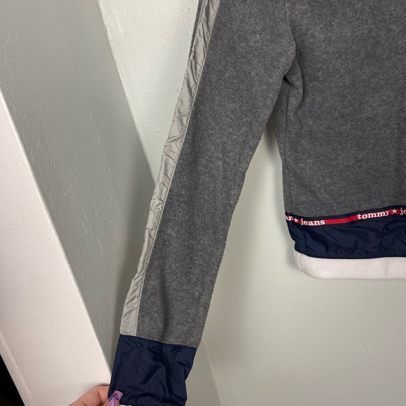 Tommy Jeans Gray Fleece Pullover Top with Trim - Women's Small - Picture 5 of 7
